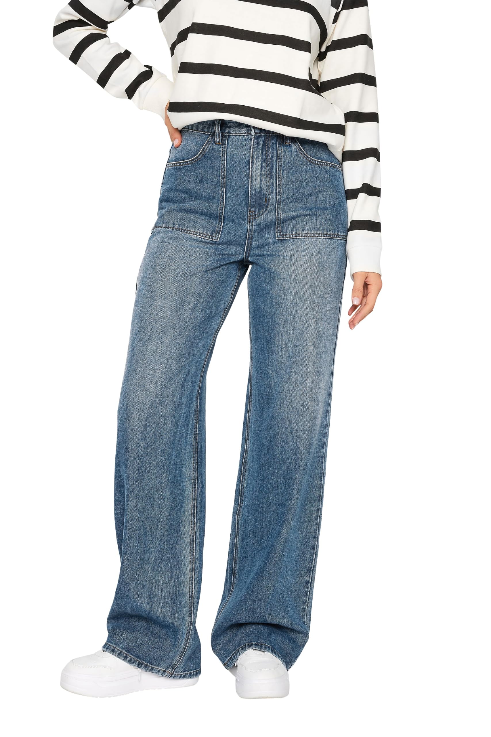 Long Tall Sally Women's Blue Tall High Waisted Jeans In Large