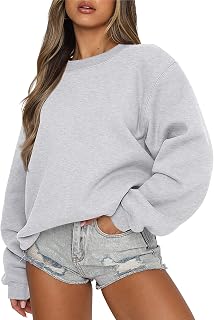 ANRABESS Women's Long Sleeve Sweatshirt Casual Crewneck Loose Fit Pullover Hoodie Fleece Fall Tops