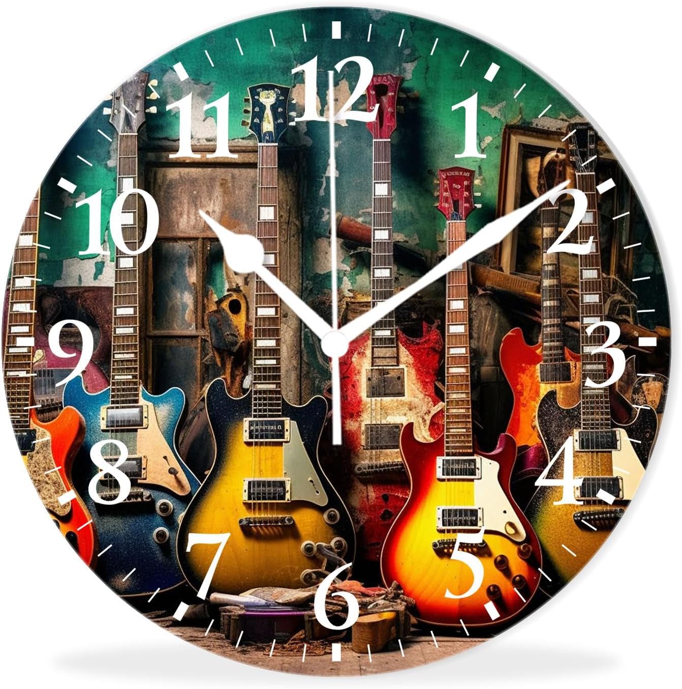 Kyvita Guitar Wall Clock Silent NonTicking Battery