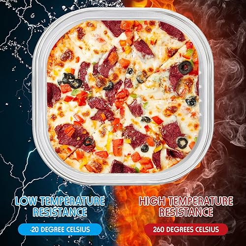 Miniatura 6 de Qunclay 100 tazas de papel de aluminio para hornear, moldes desechables de 10 onzas con tapas, forros cuadrados para cupcakes, recipientes para