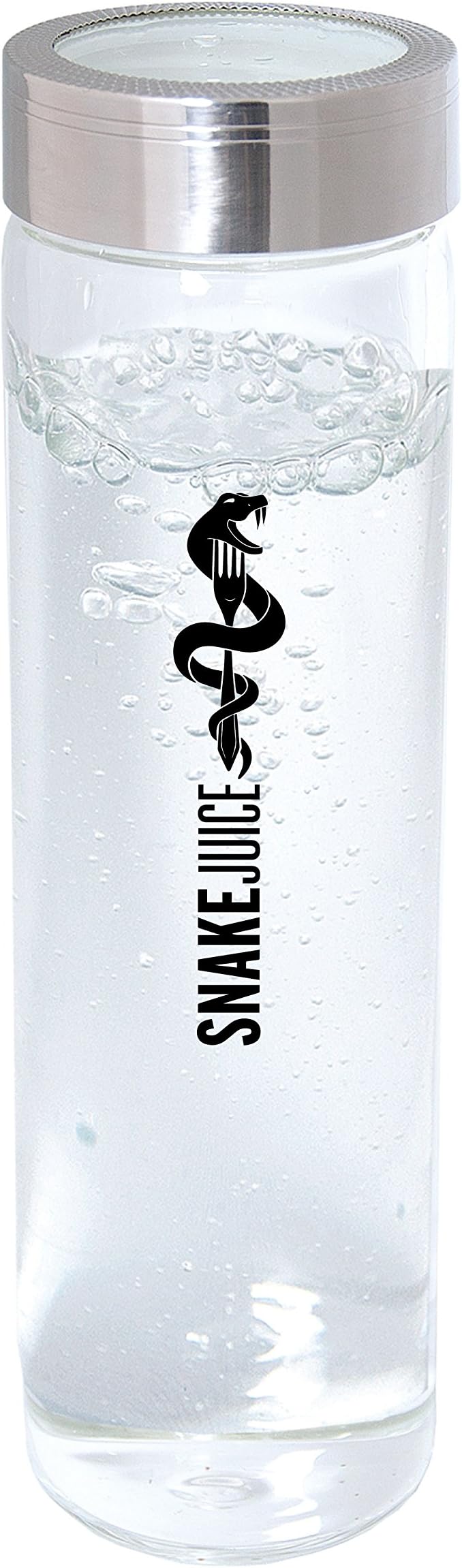 Glass Water Bottle with Metal lid, 20 oz, Clear