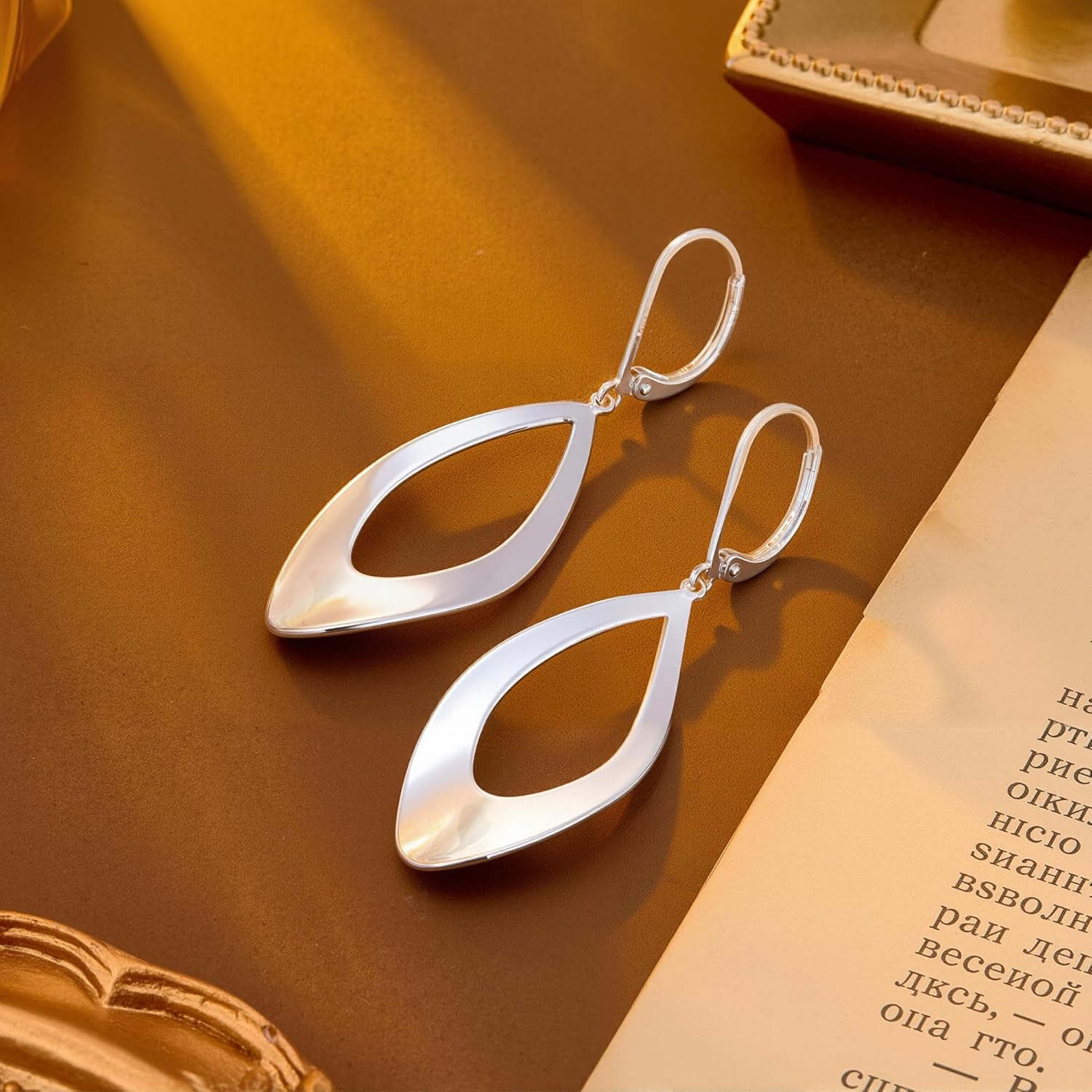 925 Sterling Silver Dangle Earrings for Women, Twist Teardrop Dangling Leverback Earrings, 14K Gold Plated Hypoallergenic Dangly Drop Earings for Women Trendy Jewelry Gifts - Image 6