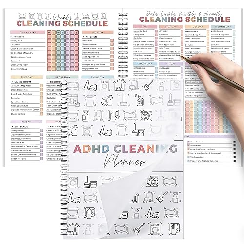 ADHD Cleaning Planner, Cleaning Schedule and Checklist Plan household Cleaning