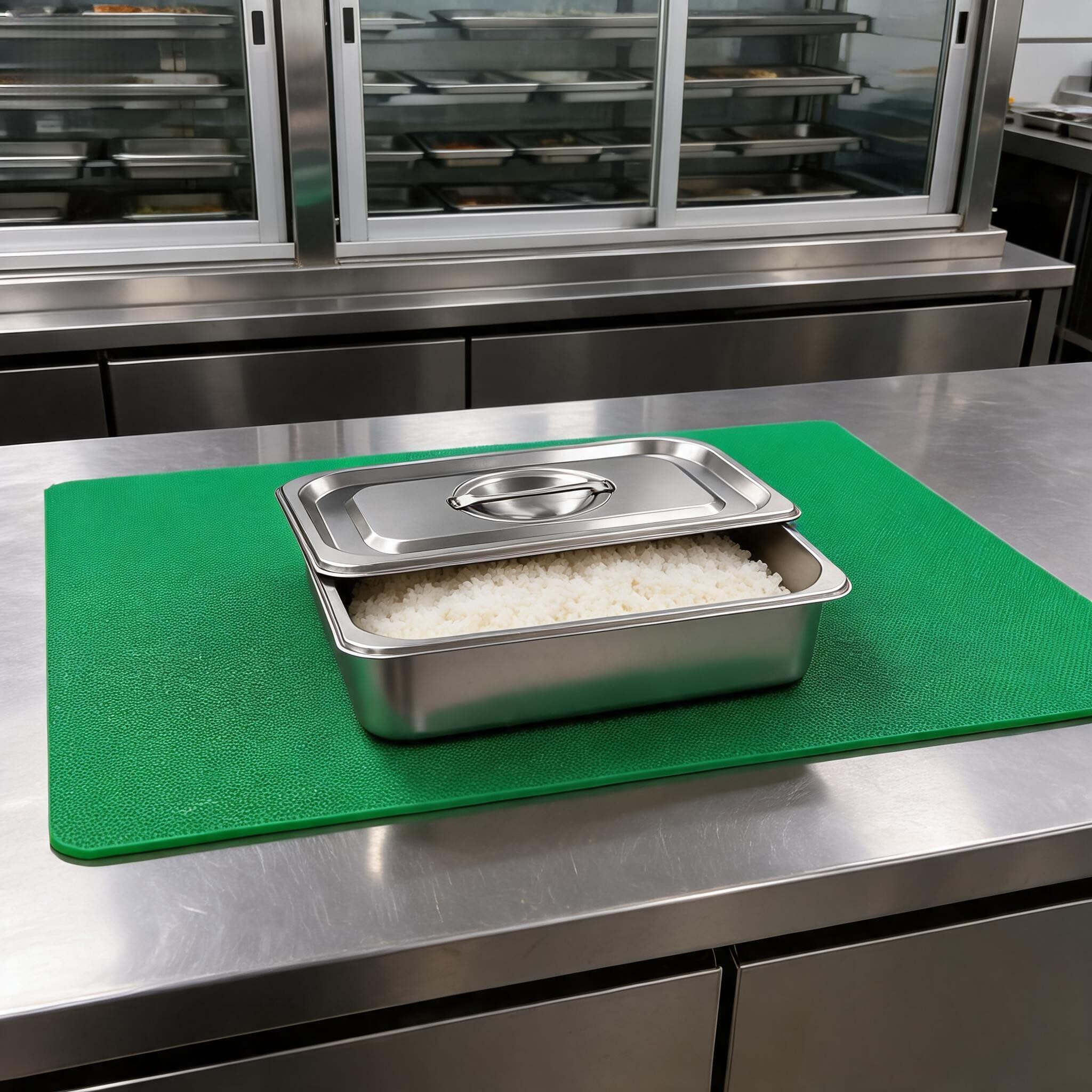 Juego de 2 recipientes gastronorm de acero inoxidable con tapa, bandeja rectangular apilable para buffet y cocina, cuenco profundo para servir 32 x 22 x 20 cm