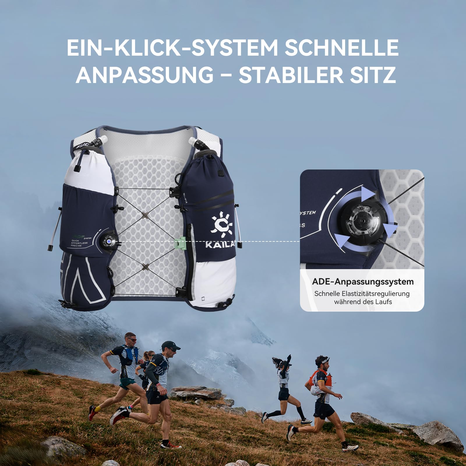 KAILAS Fuga Air 8 IV Gilet d'hydratation léger avec 2 bulles d'eau en TPU pour homme et femme Pour le trail, le cyclisme, la randonnée
