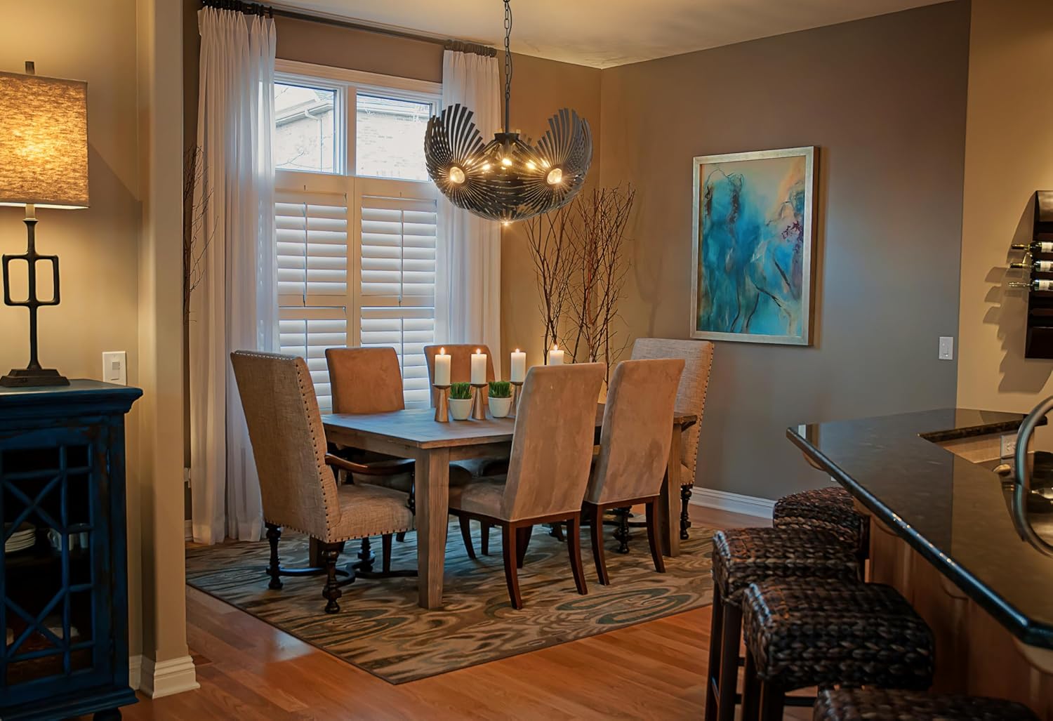 Wellmet Boho Modern Chandelier, Black Farmhouse Pendant Light, Coastal Golden Chandelier, for Living Room, Dining Room, Bedroom, Restaurant, Cafe, Bar