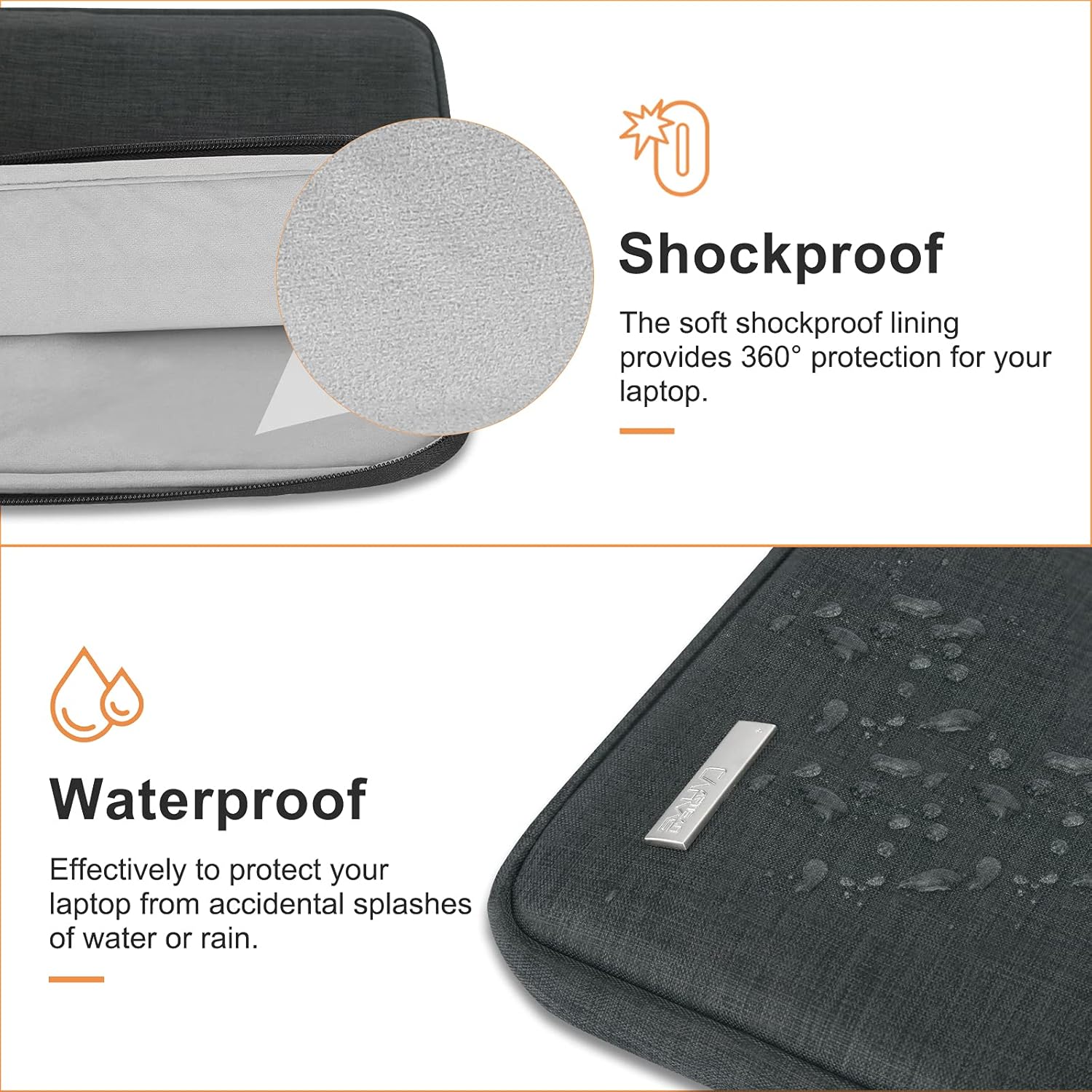 Laptop Sleeve Case 15-15.6 Inch Water Resistant Laptop Bag Cover Portable 360° Protective Computer Case Bag Compatible with 15 Inch MacBook AirPro with Pocket Black , Medium