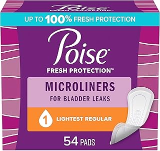 Daily Microliners, Incontinence Panty Liners, 1 Drop Lightest Absorbency, Regular, 54 Count of Pantiliners, Packaging May Vary