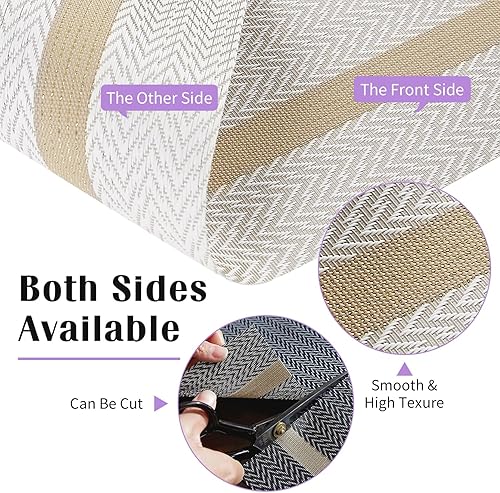 Miniatura 5 de FAVE Juego de 6 manteles individuales blancos tejidos con hilo dorado, duraderos y lavables, resistentes al calor, juego de 6 manteles individuales