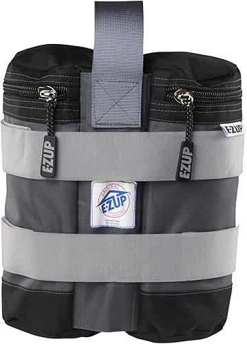 E-Z UP Juego de 4 bolsas de peso rellenables, soporta hasta 25 libras cada una, gris acero