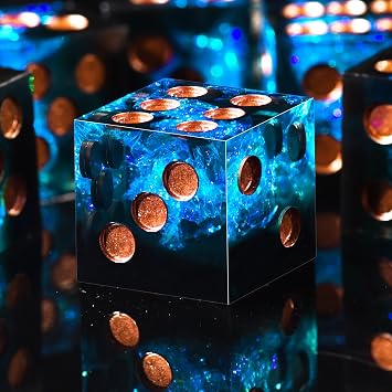 AUSTOR 6 Sided Dice 16mm, 6 Pcs D6 Dice Handmade Sharp Edge Resin Dices Set