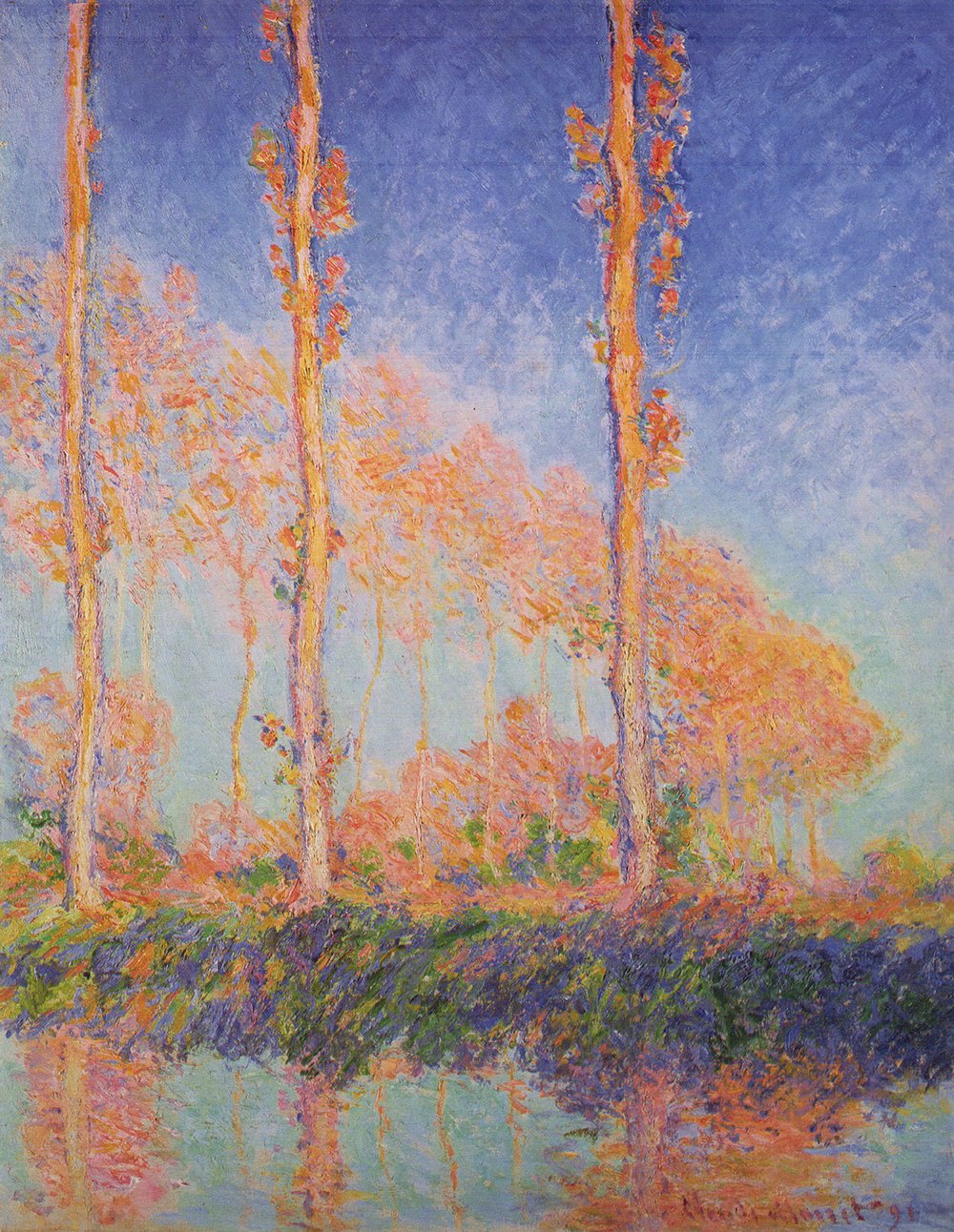 Claude Monet Poplars Philadelphia tableau extra large semi-gloss cadre noir