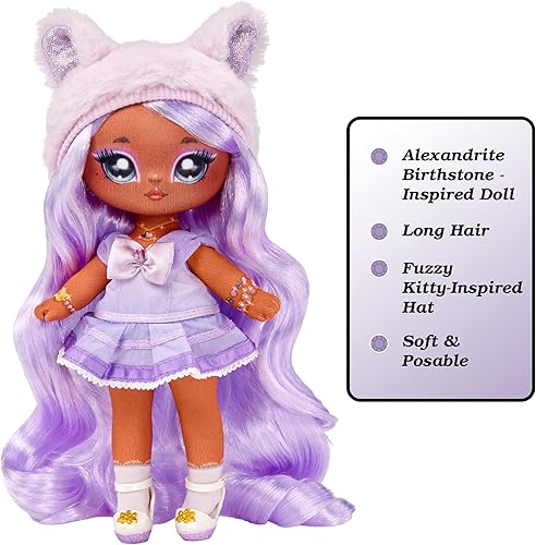 Miniatura 4 de Na! Na! Na! Surprise Sweetest Gems™ Juno Summers - Muñeca de moda de 7.5 pulgadas, piedra natal de amatista clara inspirada con cabello lavanda,