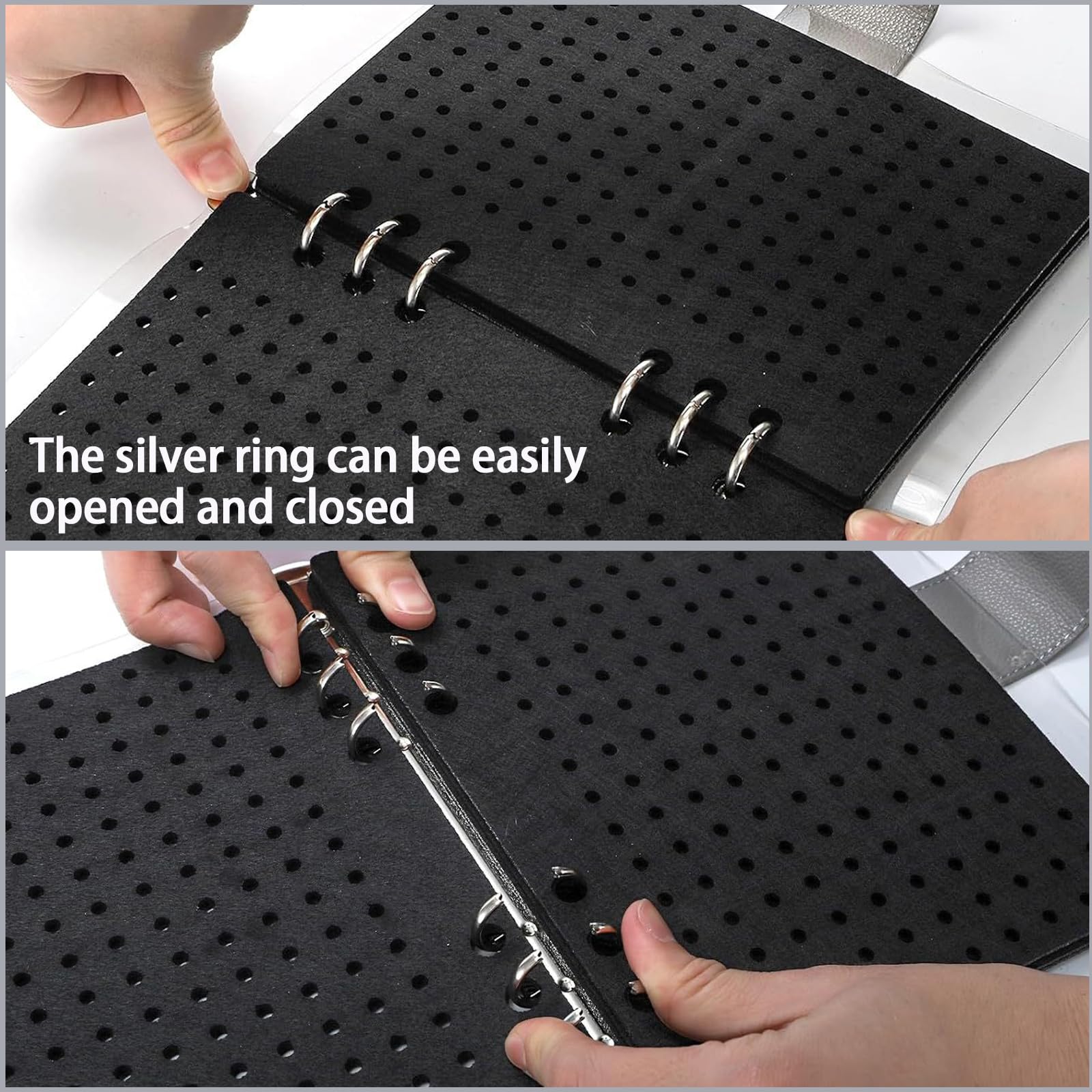 Broschen Pin Organizer, Filz Broschen Pin Display Holder, Emaille Pin Display Seiten zur Aufbewahrung 8 Seiten, zur Aufbewahrung von Broschen und Ansteckern, 23.7 x 18 x 3 cm (Schwarz)
