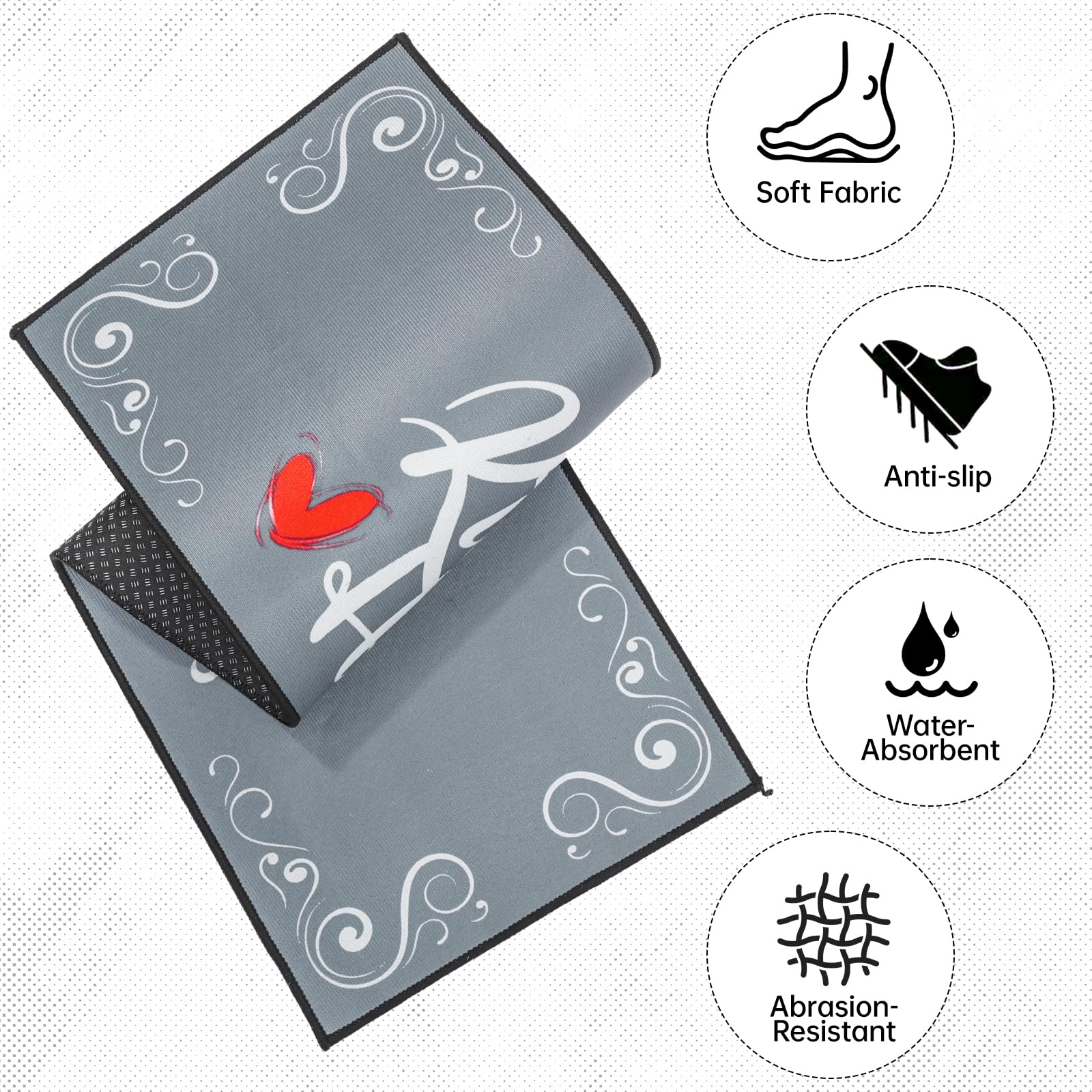Tapis de Cuisine Anti-Fatigue Antidérapants 2 Pièces, 43x75+43x120CM Rembourrés Lavables