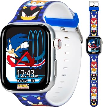 Sonic The Hedgehog Kids Smartwatch Bluetooth Calling, Messages, Camera, Music, Sleep Tracker, Fitness & Activity Apps 6 Watch Faces, Touchscreen, USB Rechargeable Fits Wrists 5.5" to 8"