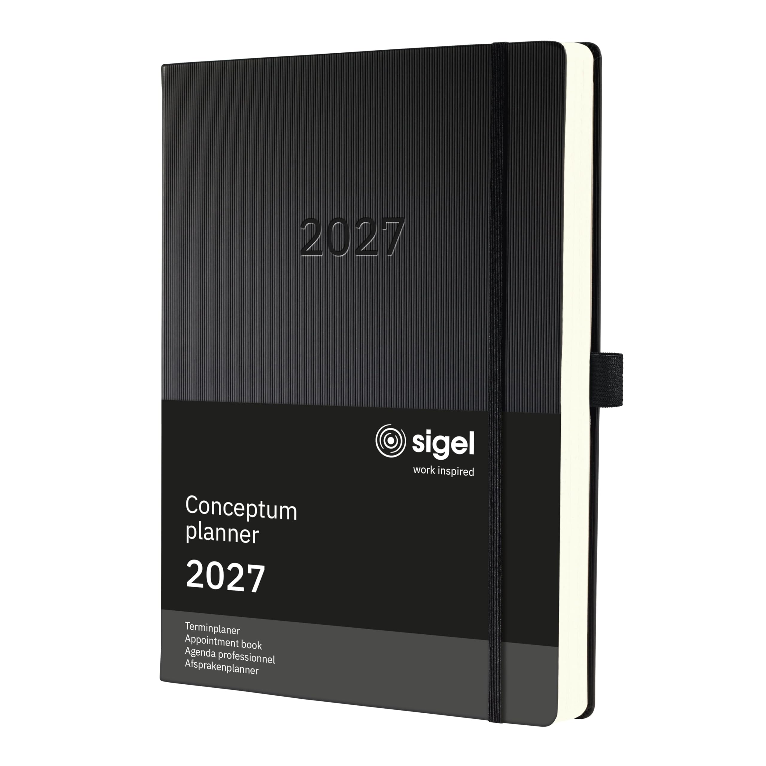 SIGEL Agenda professionale Conceptum 2027 A4+ copertina rigida | C2704, nero, per una pianificazione chiara di appuntamenti, attività e note