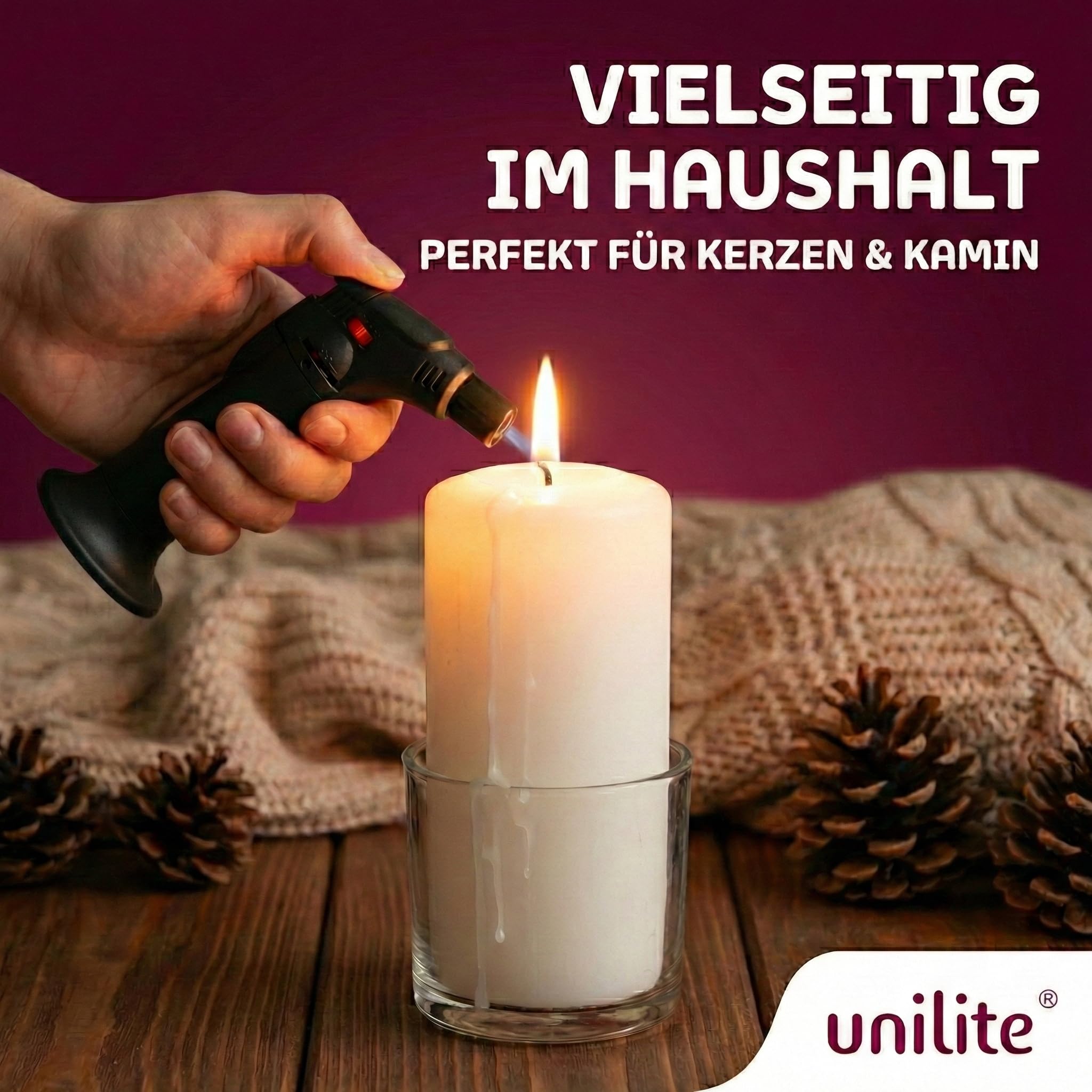 UNILITE Feuerzeug MIT Gas - Sturmfeuerzeug Gas Brenner mit Jet Flamme – nachfüllbar – 4 Stück im Set – Jetflame – Nachfüller – Elektronik Feuerzeug - Feuerzeuge