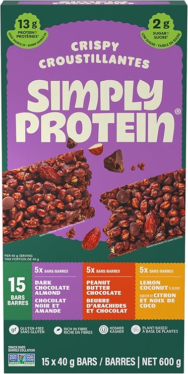 Simply Protein Best Sellers Variety Pack Protein Bars, Gluten Free, Vegan, High Protein Snacks, 15 Count view 1