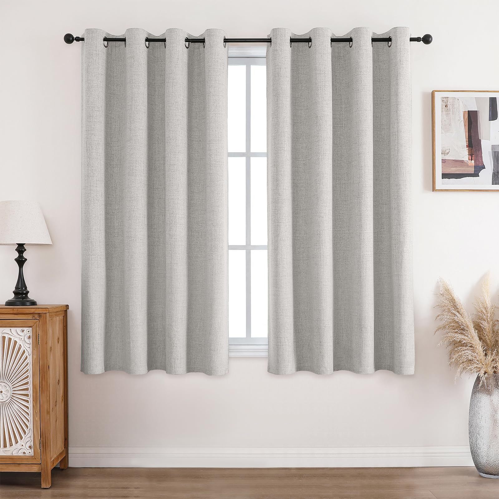 CUCRAF 100% Blackout Curtains White 54 Inch Drop 2 Panels Soft Texture Energy Saving Sun Blocking Thermal Eyelet Curtains for Bedroom Living Room 46 X 54 Inch