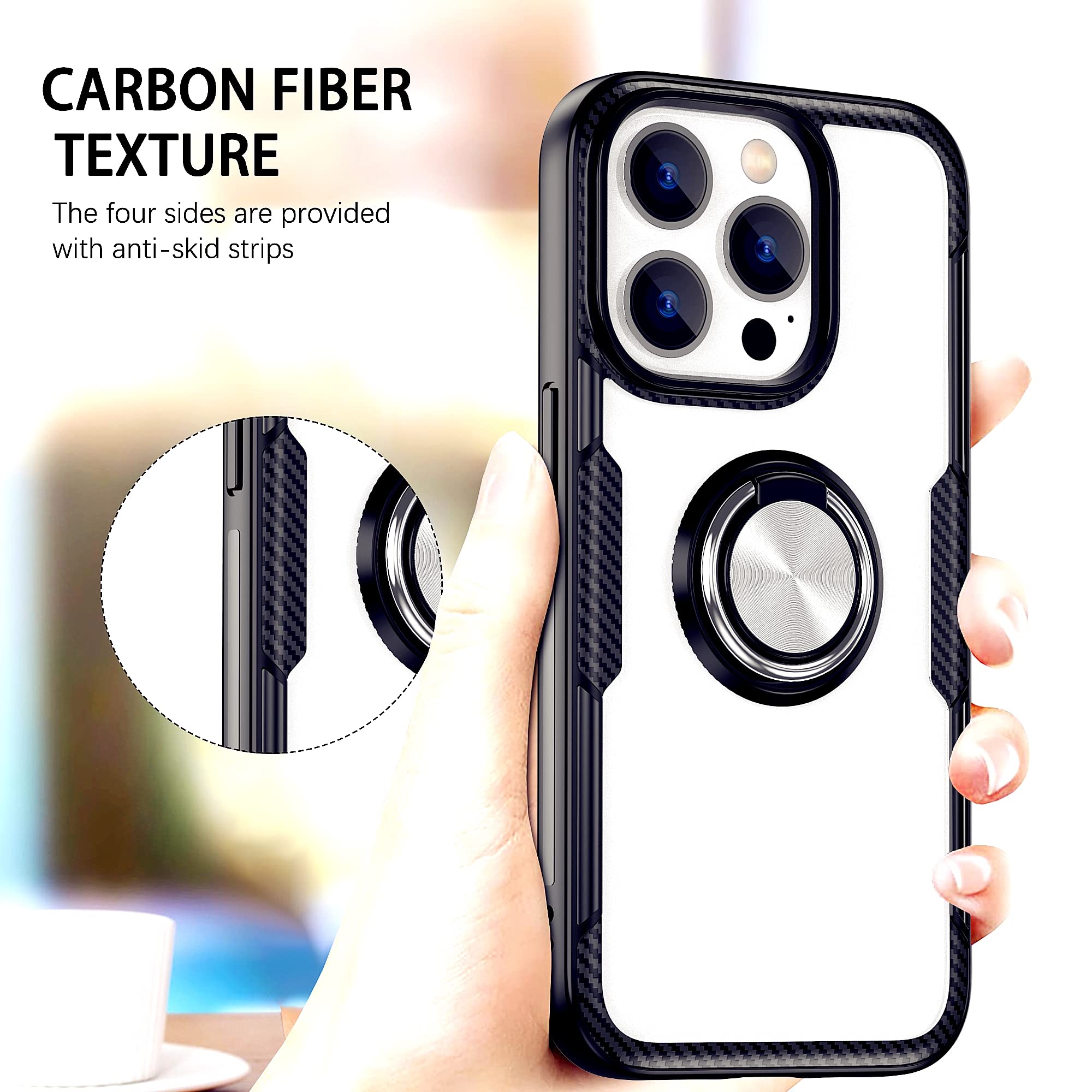 SORAKA Cover Trasparente Per IPhone SE 2022/2020/8/7 Con Anello Porta Dito E Piastra Metallica Per Supporto Magnetico Auto