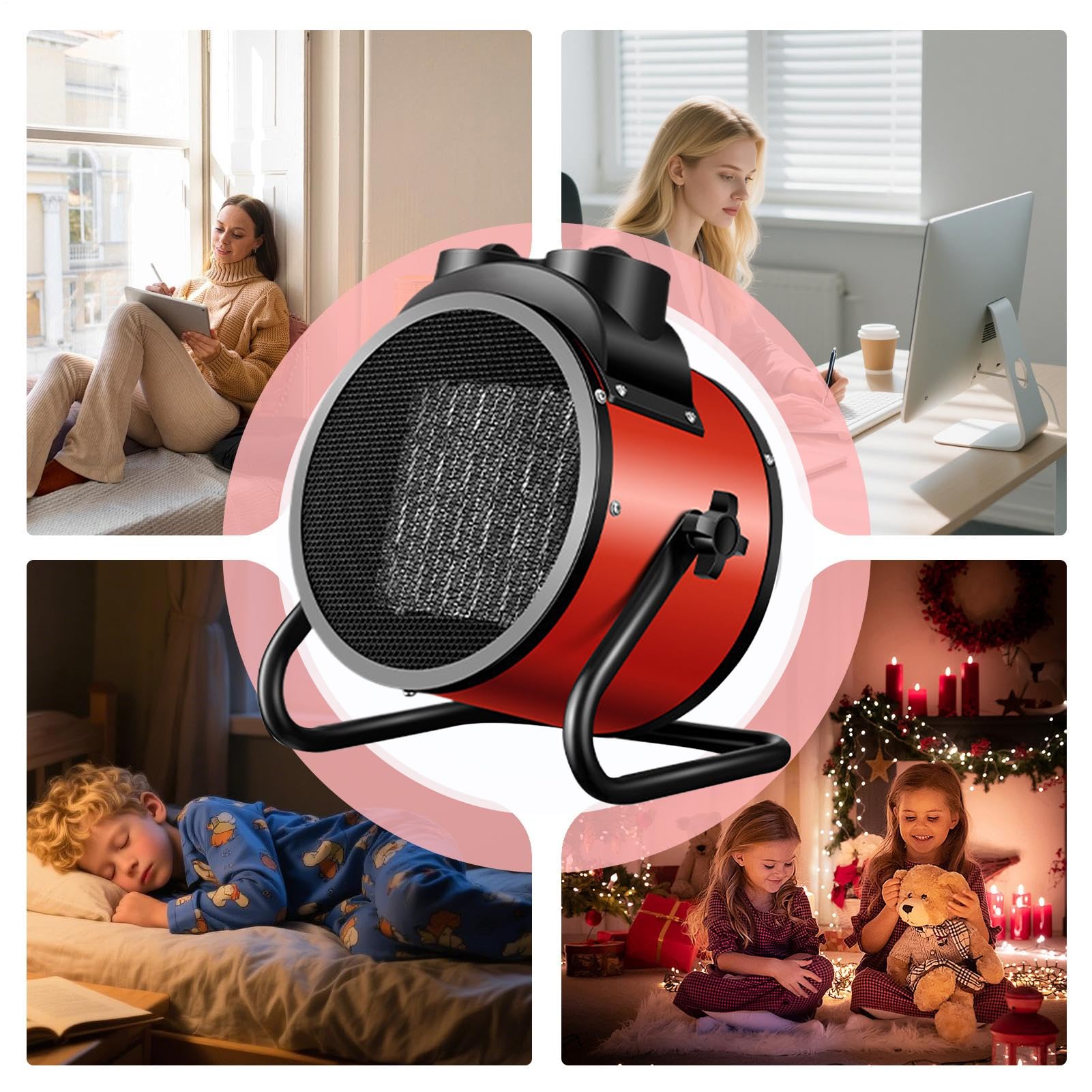 Riscaldatore elettrico in ceramica ventola di riscaldamento sicura e veloce | Ventilatore portatile per interni esterni scrivania campeggio camera da letto garage tenda da pavimento