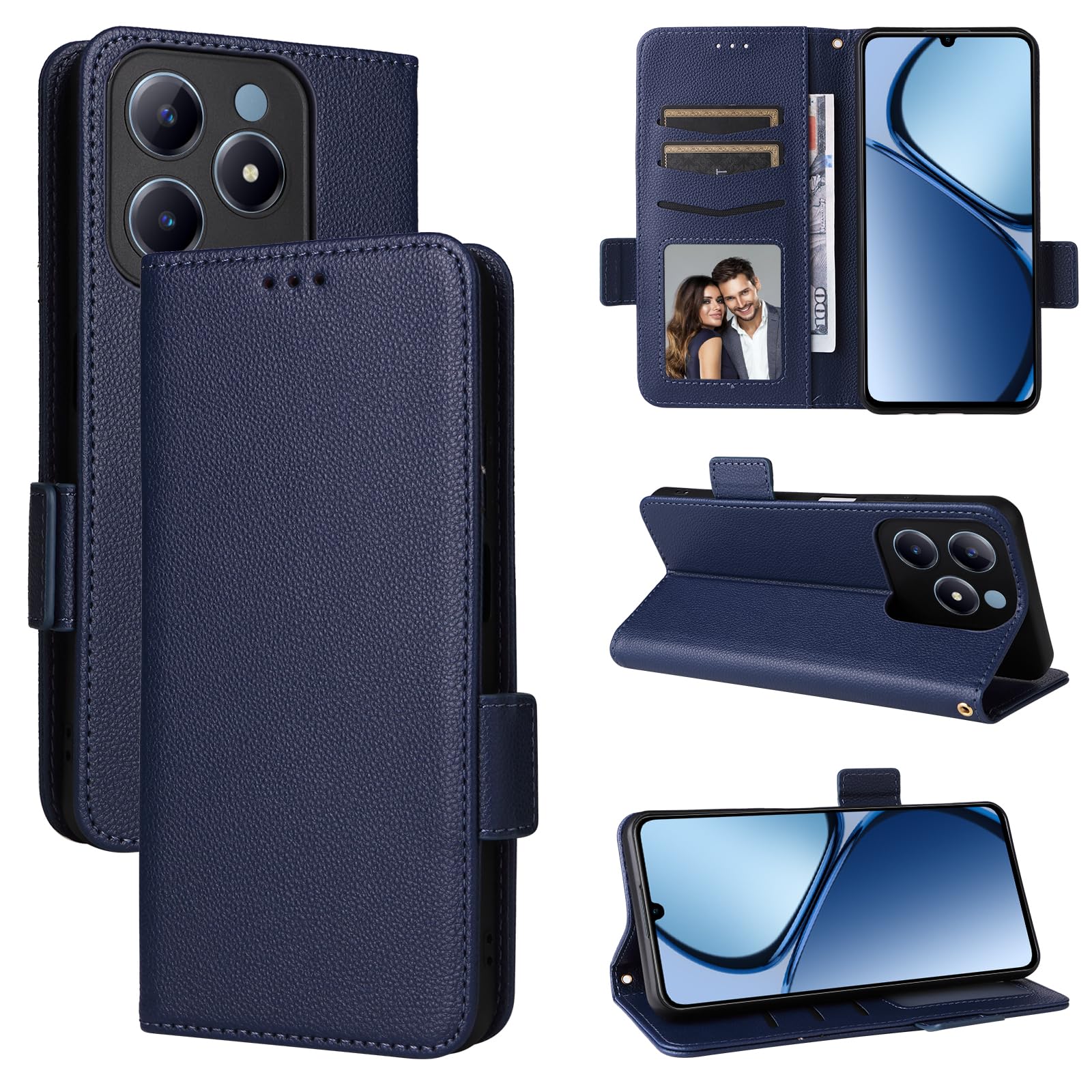 BELLA BEAR Realme C63 4G/C61 4G Phone Case, Magnetic Flip Leather Wallet Case, Kickstand Case