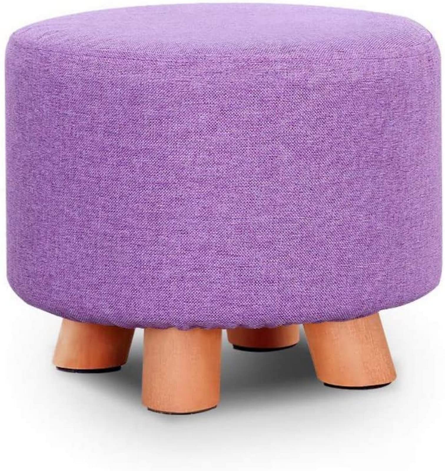 Chaise de décoration d'intérieur violette : pouf rond bois massif stable