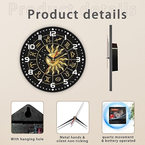 Miniatura 3 de Reloj para sala de estar, reloj de pared retro con gráficos de estrellas misteriosas, relojes de media luna, decoración contemporánea del hogar,