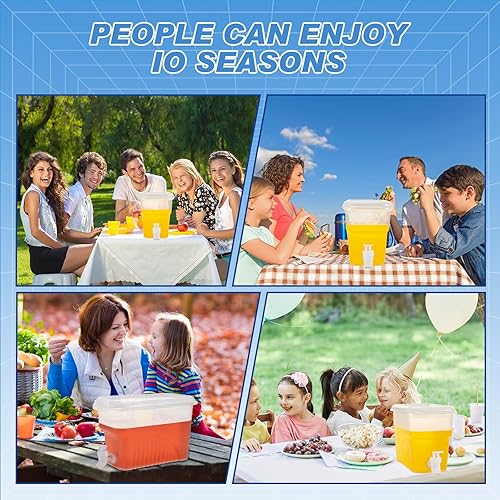 Miniatura 4 de Hoolerry 2 dispensadores de bebidas de 0.8 galones para refrigerador, contenedor de jugo de bebida líquida de plástico con espita jarra de limonada