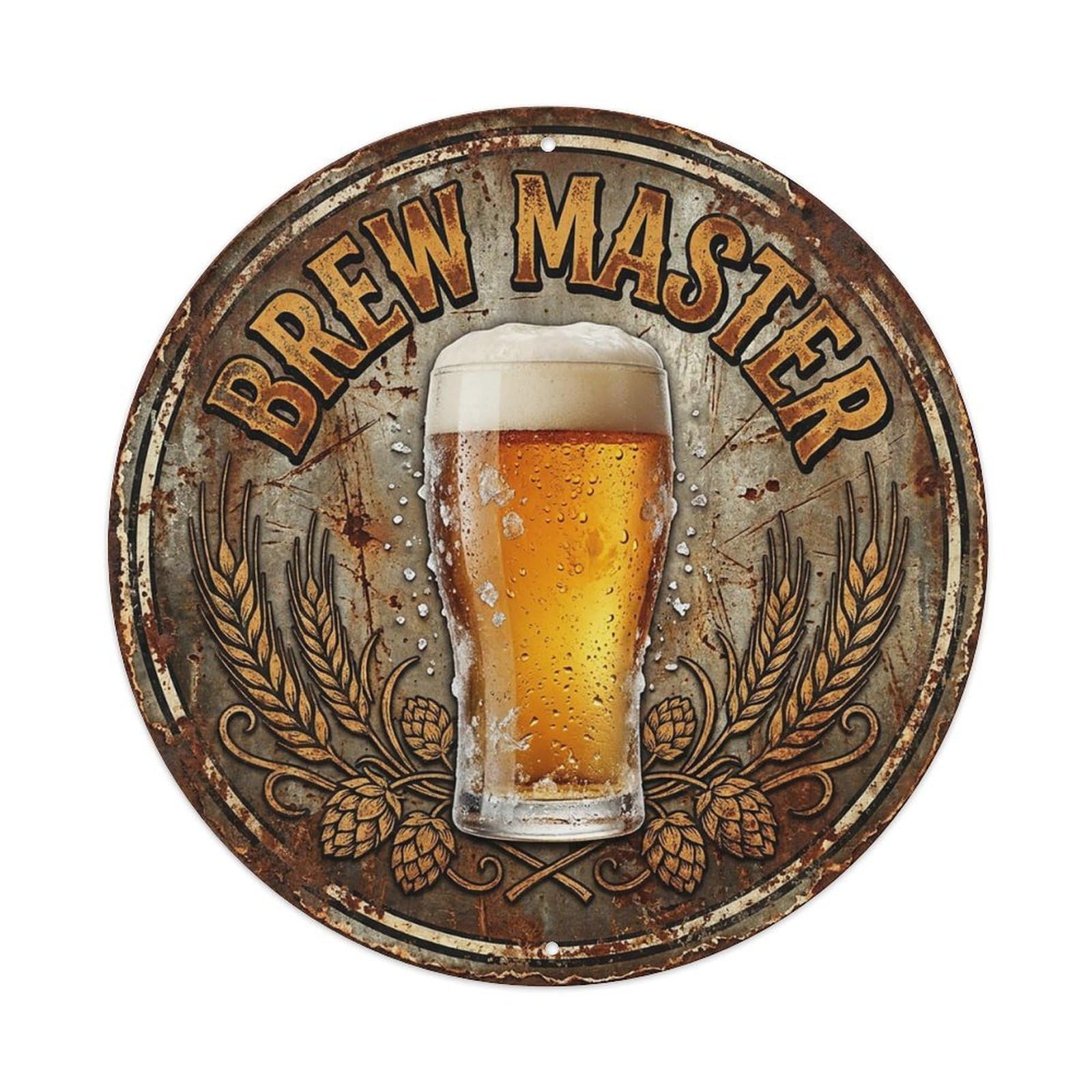 Vintage Beer Tavern Brew Master Retro Bar for Pub Vintage Metal Tin Sign Plaque Wall Decor for Cafe, Club Bar, Office, Garden Metal Poster 8x8Inch