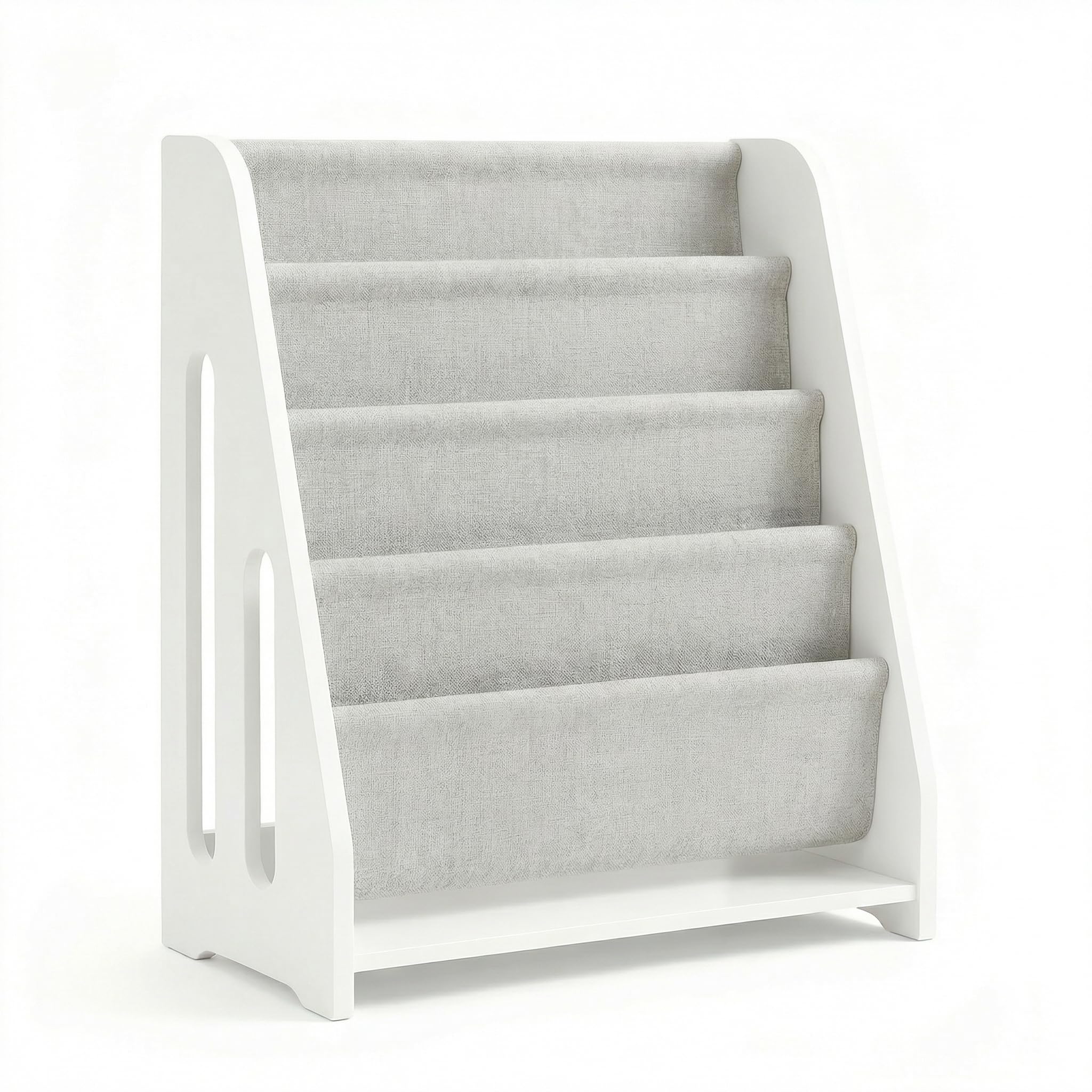 PERUGINA Wood Toddler Bookshelf Montessori Nursery Kids Baby Book Shelf Dutch Design 5Tier,Milkywhite