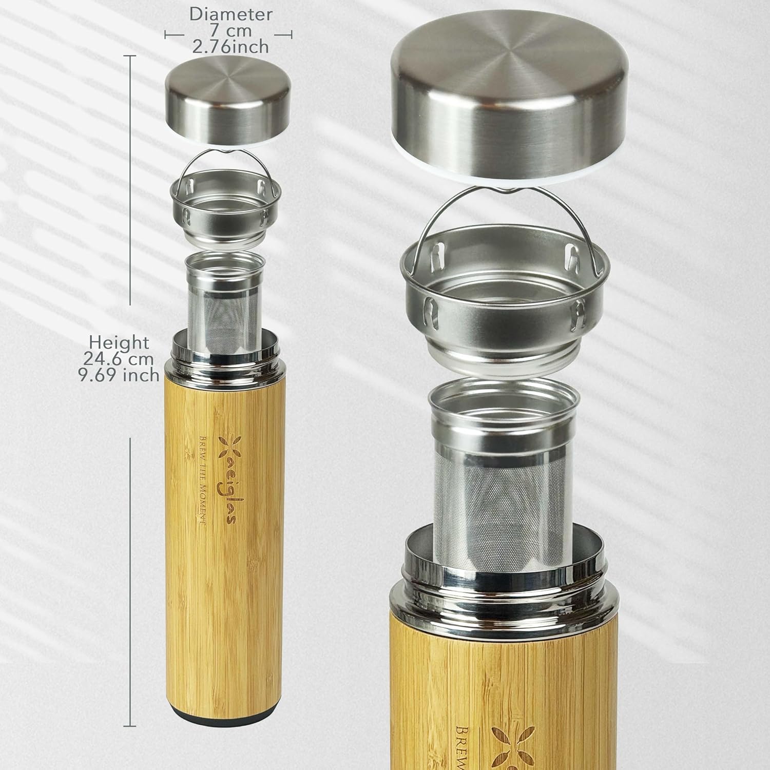 18 oz Bamboo Tea Infuser Bottle for Loose Leaf Tea - Bamboo Tumbler- Insulated Water Bottle - Coffee Tumbler - Tea Gift Set - Tea Accessories - Image 2