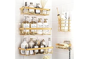 Gold Shower Caddy Hanging 5-Pack | Bathroom Storage Solution