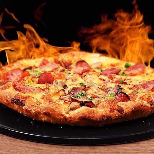 Miniatura 7 de Sartén de cerámica antiadherente negra de 12 pulgadas para pizza, horno redondo para hornear y cocinar piedra para hornos, parrilla y barbacoa