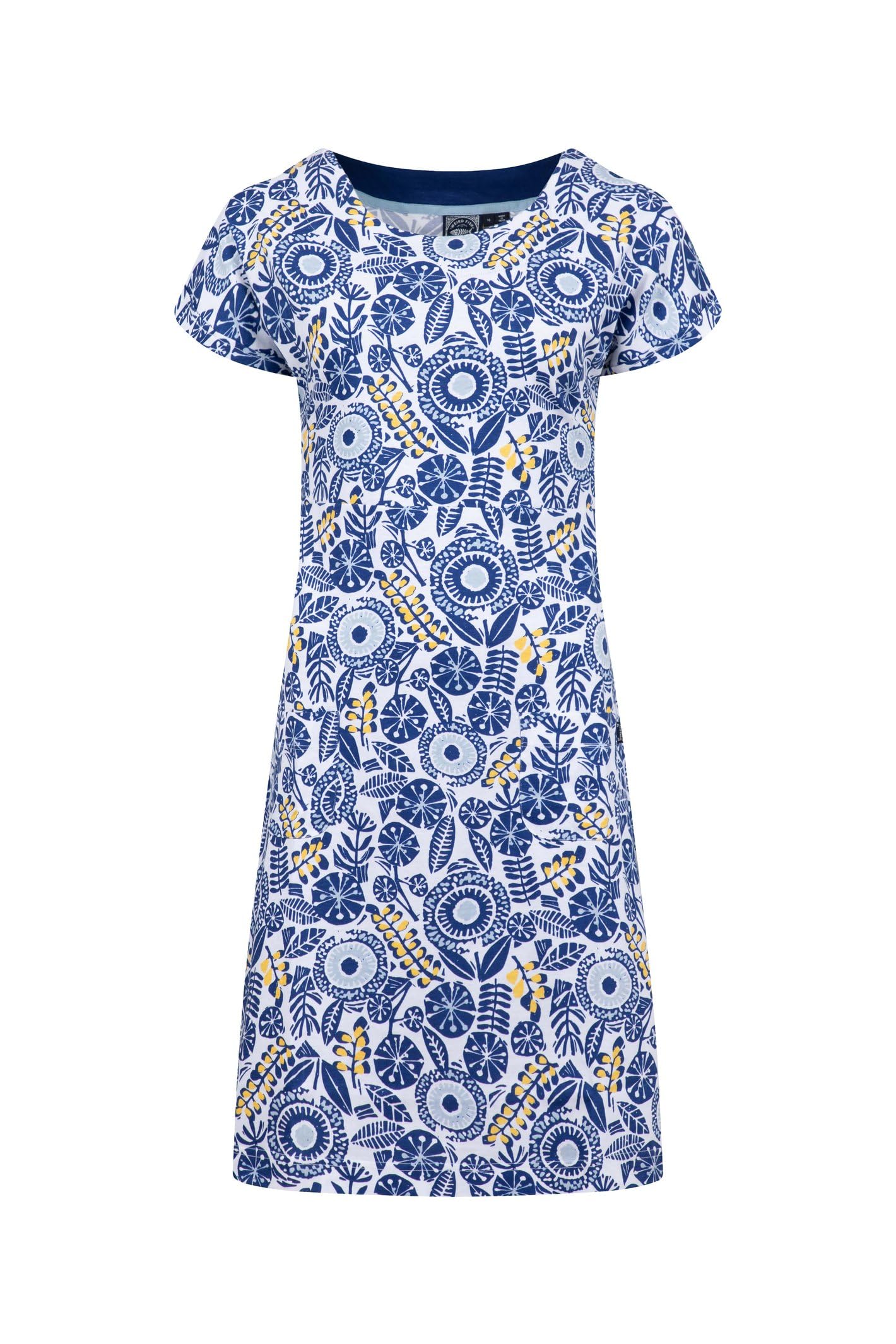 Weird Fish Women's Tallahassee Printed Jersey Dress in Blue | Size: 12