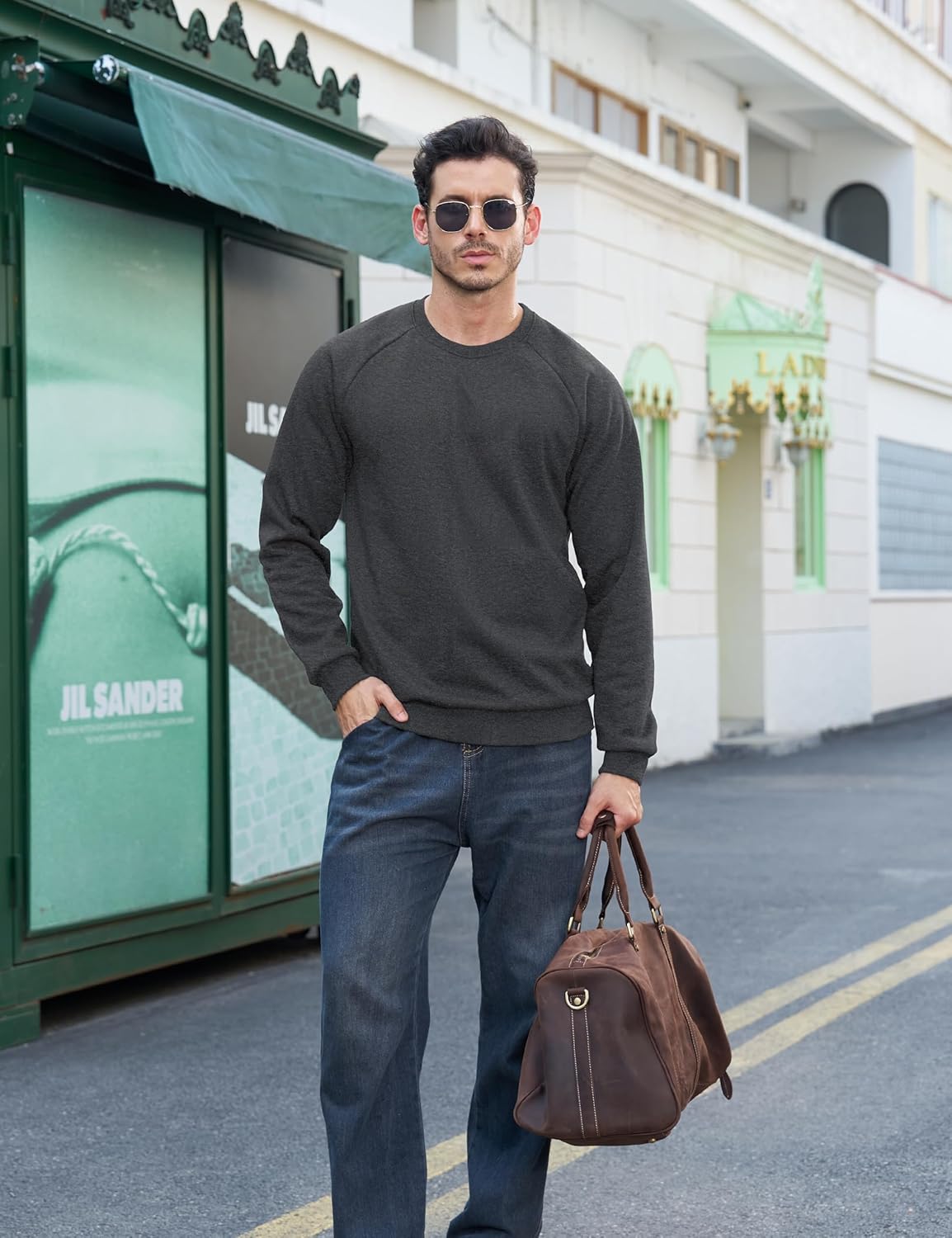 Cavva Mens Sweatshirt Sherpa Lined Long Sleeve Shirts Warm Thick Fleece Crewneck Pullover Thermal Tops Winter - Image 6