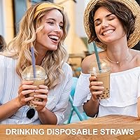 Vista 5 de 100 Pcs Jumbo Smoothie Straws, Disposable Wide Plastic Drinking Straws, Colorful Plastic Straws for Milkshakes, Smoothies, Boba, Bubble Tea, Ice