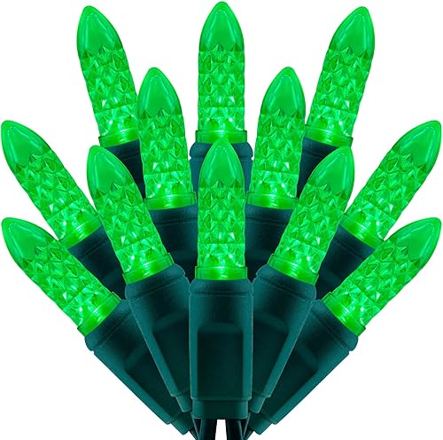 Miniatura 9 de 100 luces LED de Navidad de una pieza facetadas multicolor, cable verde de 33 pies, alta resistencia al agua, certificación UL, M6 para exteriores