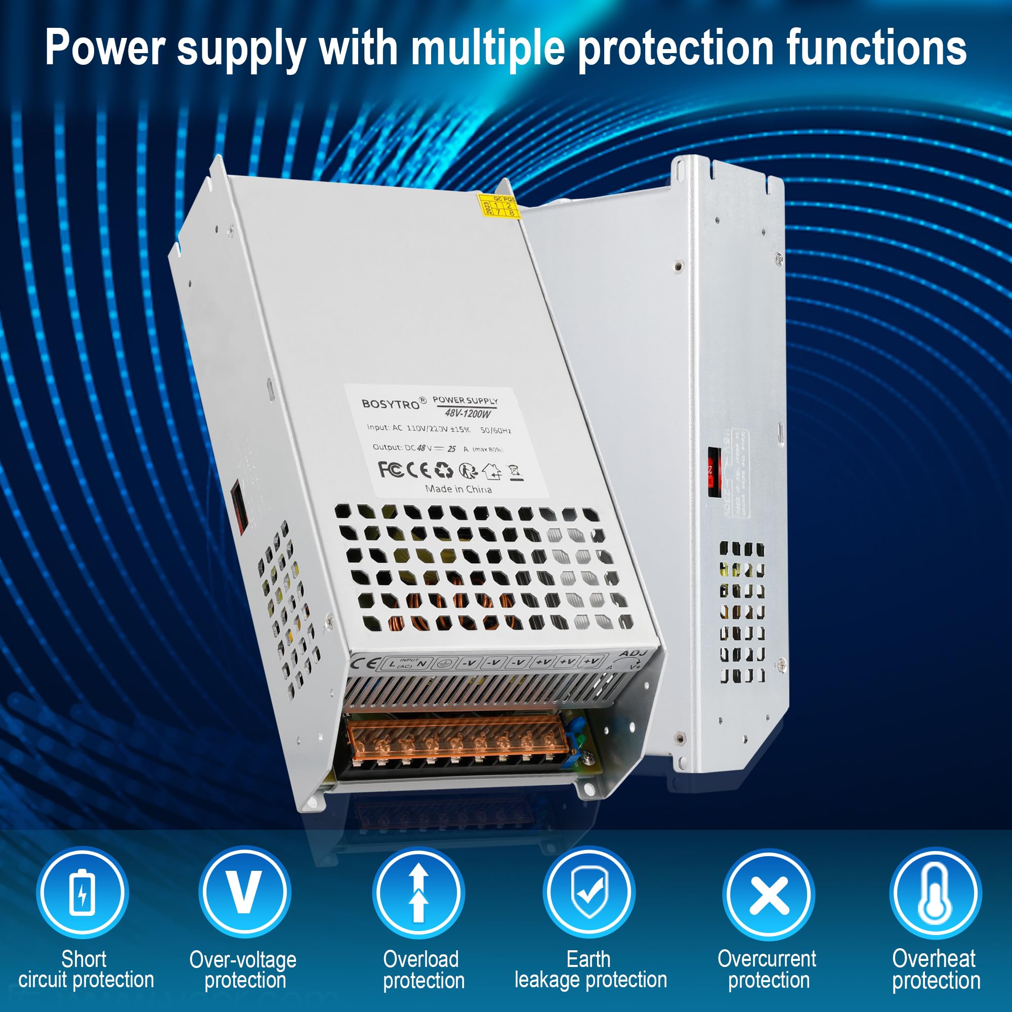 BOSYTRO DC 48V 25A 1200W DC Switching Power Supply Adapter PSU AC