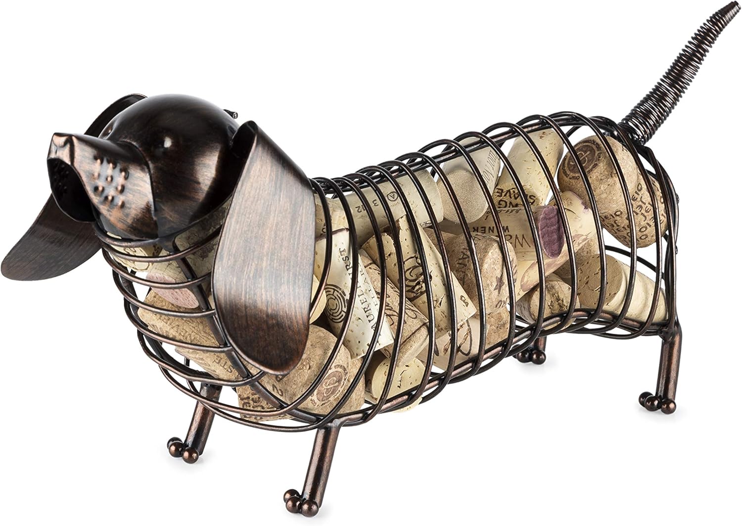 True Cat Wine Cork Holder, Decorative Wine Cork Storage and Decor, Set of 1, Metal with Rustic Bronze Finish, Holds 50 Wine Corks