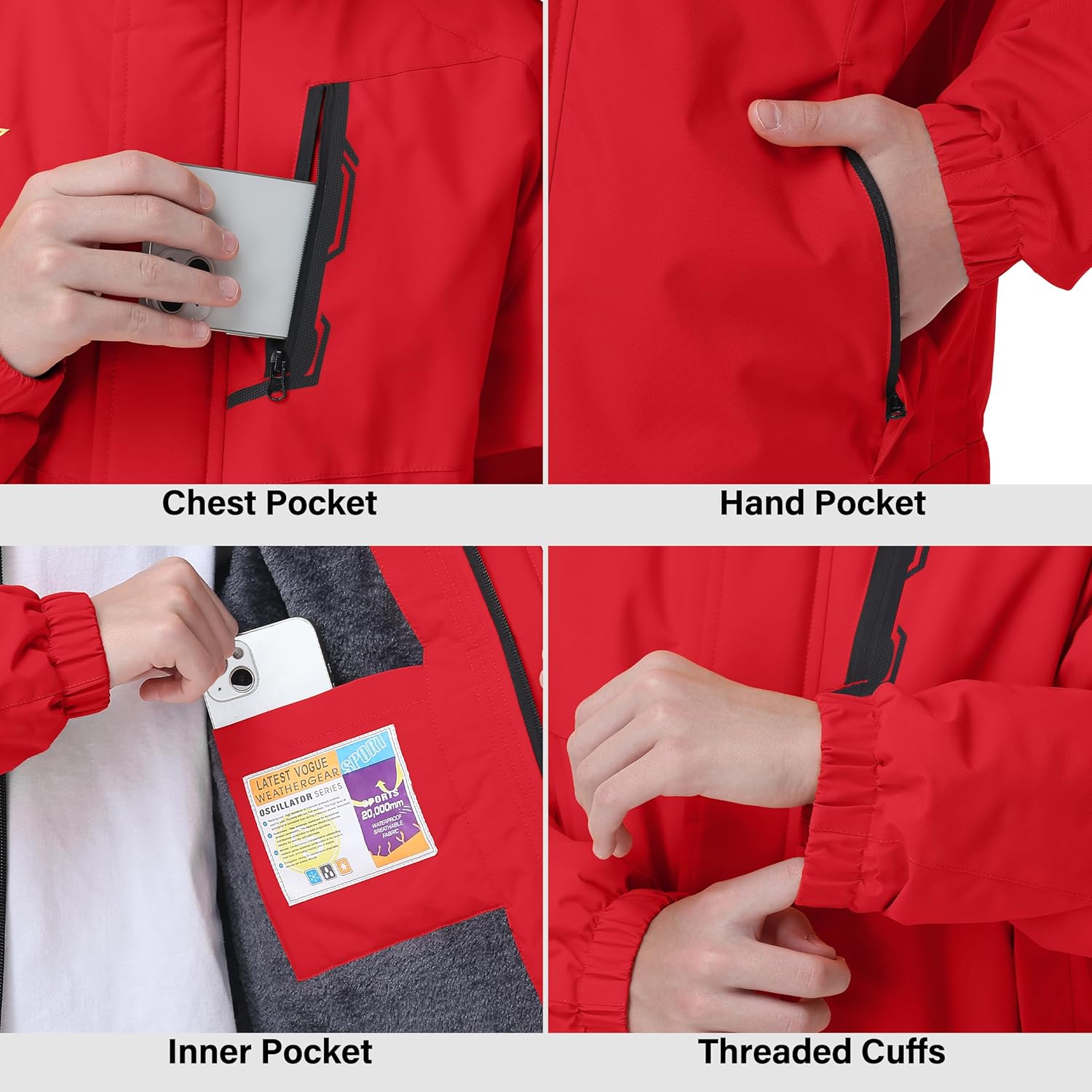 Boys Waterproof Ski Snow Jacket Winter Fleece Lined Warm Coat Hooded Windproof Kids Outerwear - Image 6