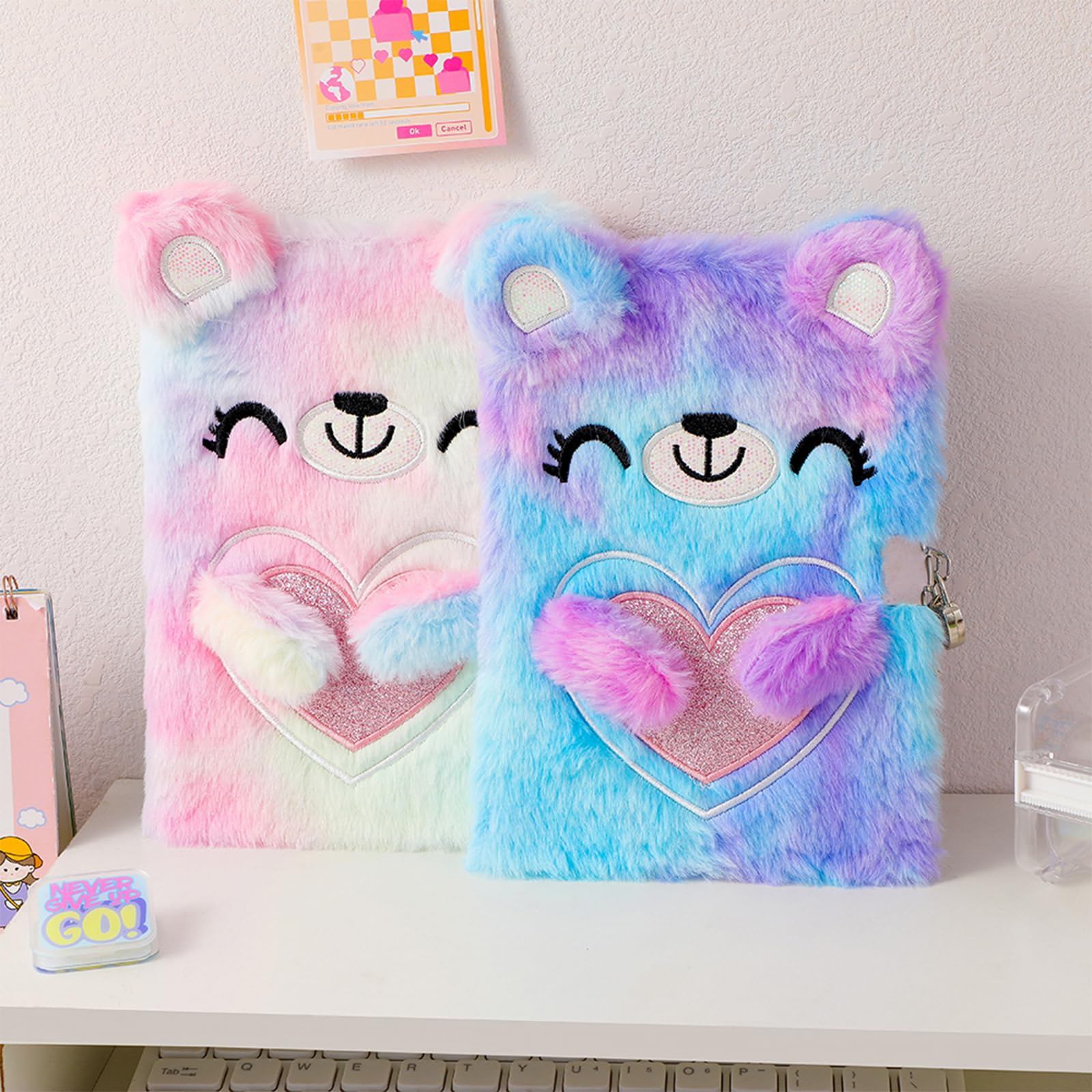 Journal Intime Fille avec Cadenas Carnet Secret Cadeau Fille Ours de dessin animé Multicolore