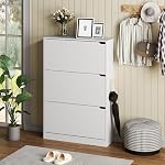 BORNOON Cabinet de chaussures avec 3 Tiroirs à bascule, Armoire de rangement de chaussures minces, Organisateur de chaussures autonome avec réglable & Étagères amovibles, plateau d'affichage supérieur pour entrée, hall, foyer, placard