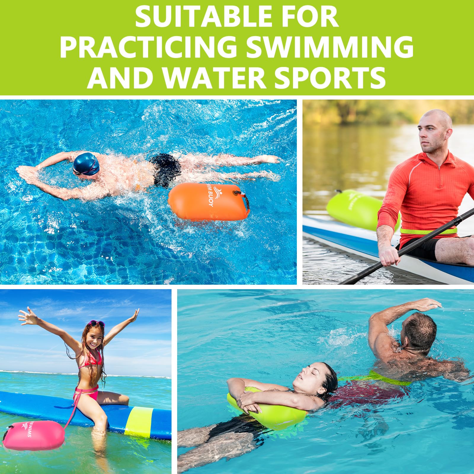 Herenear Boa da nuoto da 28 l, sacco a secco e galleggiante, dispositivo di sicurezza per nuoto in acqua libera, boa ideale per triathlon, surfisti, nuoto
