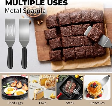 2Pcs Stainless Steel Spatula Set,Mini Serving Spatula for Kitchen Use,Metal Spatula for Cooking with Heat Resistant Handle,Metal Spatulas for kitchen use for PancakesLasagnaBrownies (4PCS)