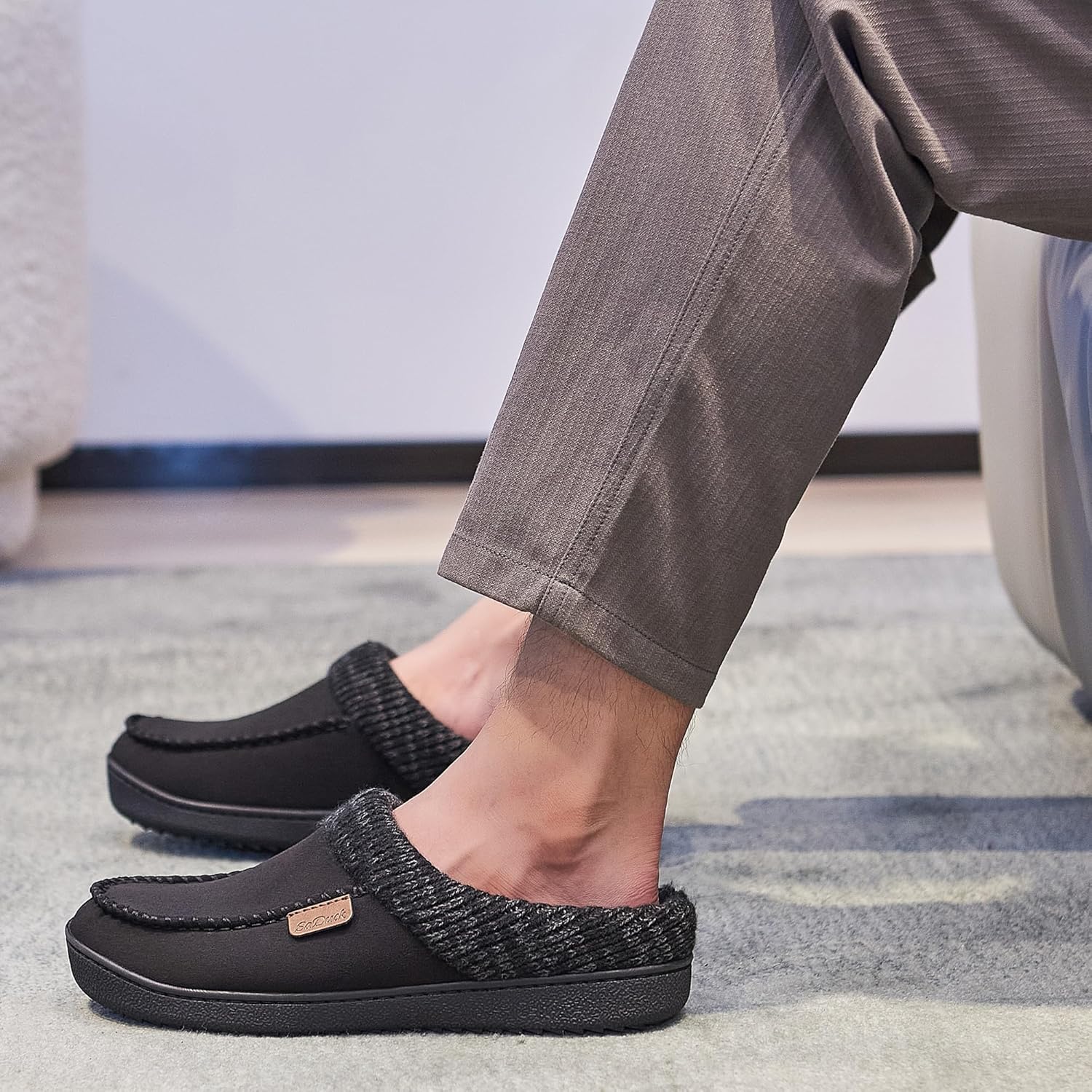 Men's Moccasin Slippers Clogs - House Slippers for Men with Arch Support and Memory Foam Insole, Indoor Outdoor Comfortable House Shoes - Image 2