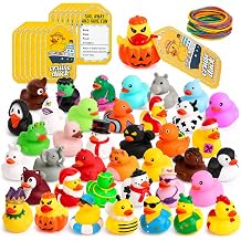 EKisemio 120pcs Cruise Ducks Kits Include 40 Rubber Ducks with 40 Cruising Duck Tags & 40 Rubber Bands, Rubber Ducks Bulk for Cruise Ship for Squeeze Games Classroom Prize Bath Toys and Party Favors