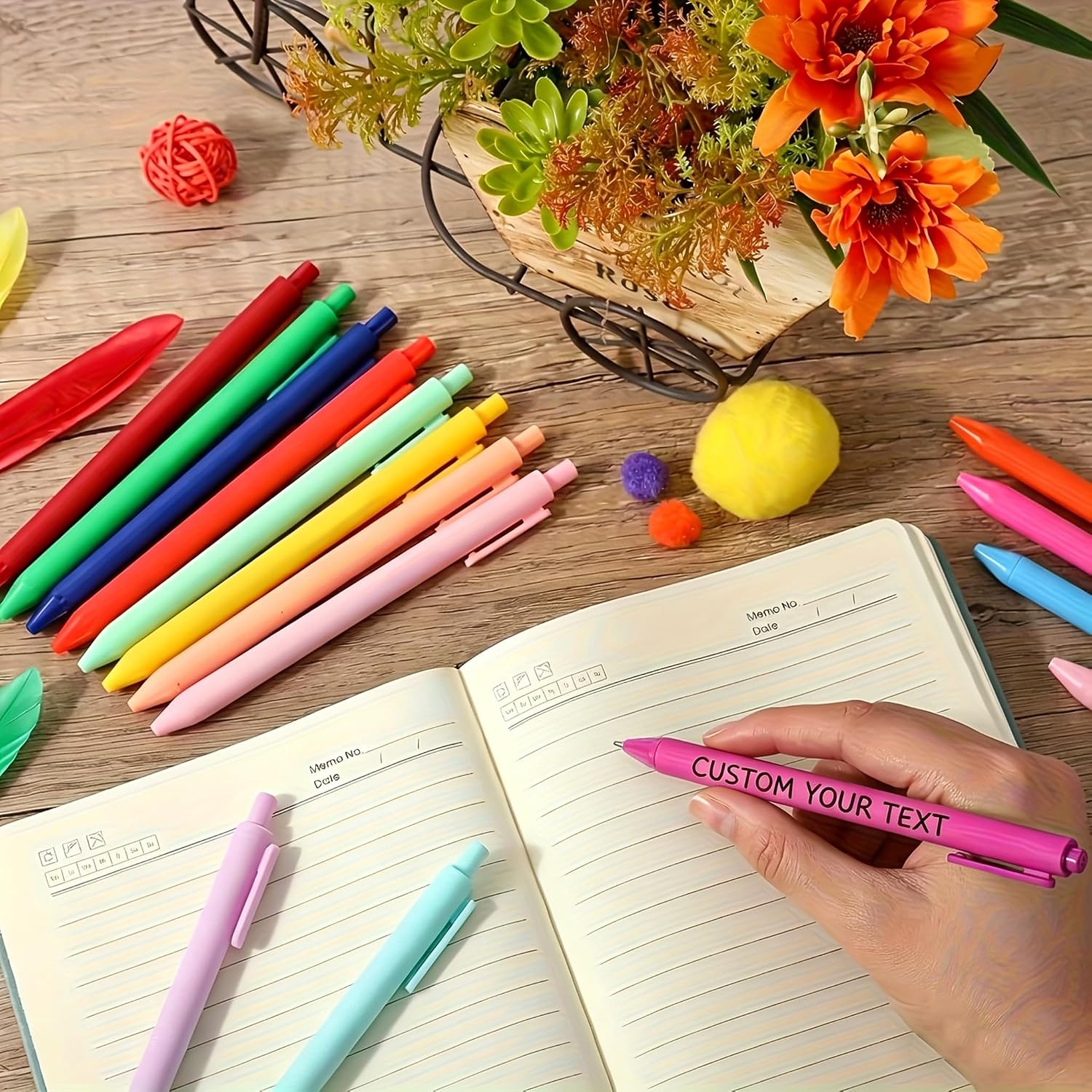 Bulk Custom Personalized Pens,50 Pcs Custom Pen Gift for Anniversaries, Graduations, Birthday (Pink)