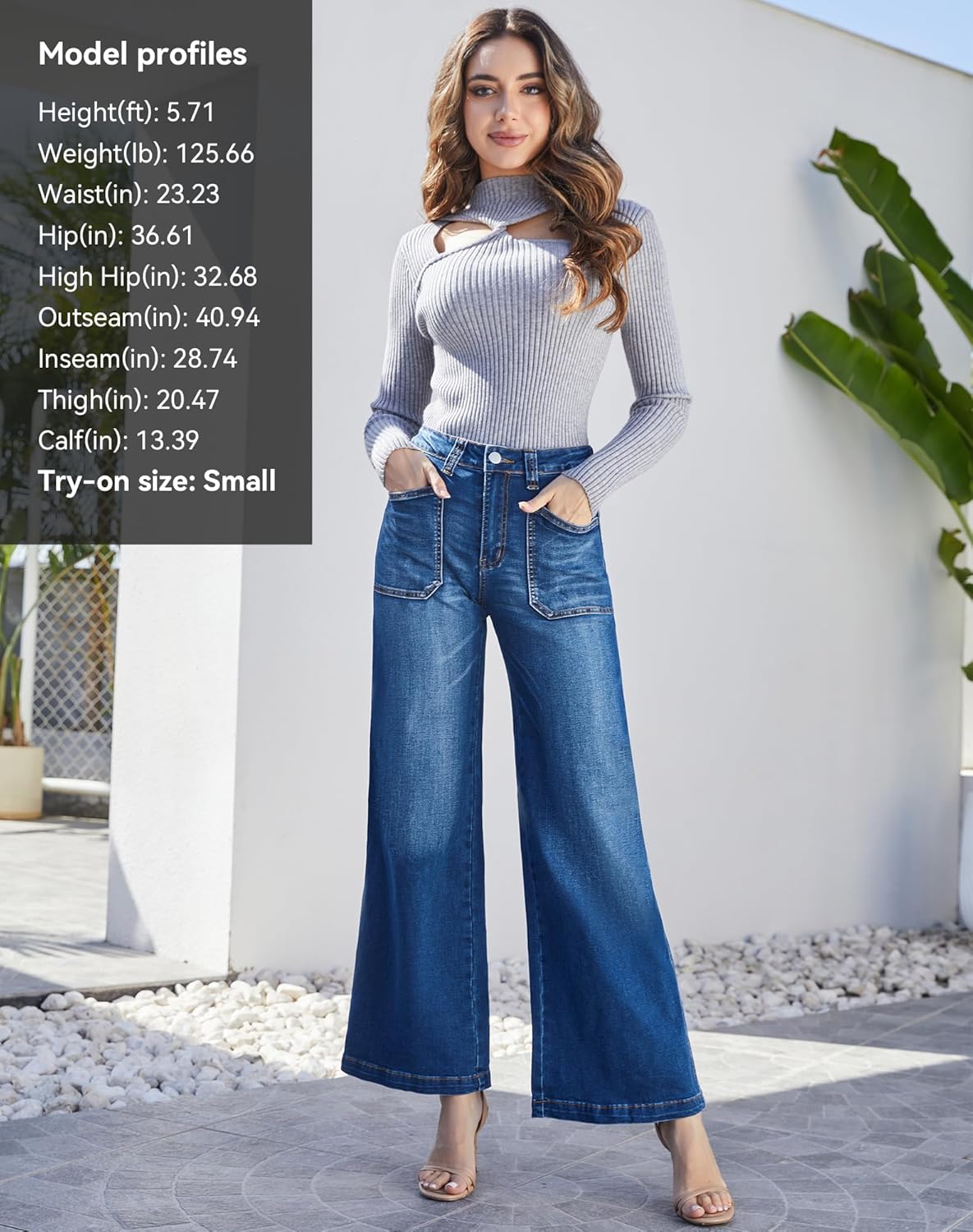 Women's Wide Leg Sweatpant Jeans Y2k Baggy Loose Trouser Jeans High Waisted Stretch Denim Pants - Image 5